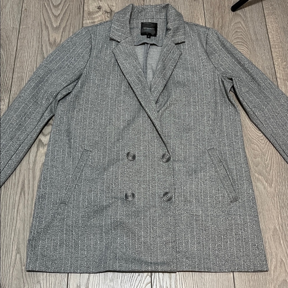 DYNAMITE Double Breasted Blazer Oversized Gray Size Medium - Picture 4 of 10